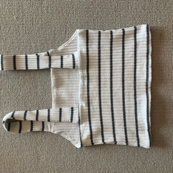 Women’s White cropped tank top with Black Stripes - Picture 5 of 5